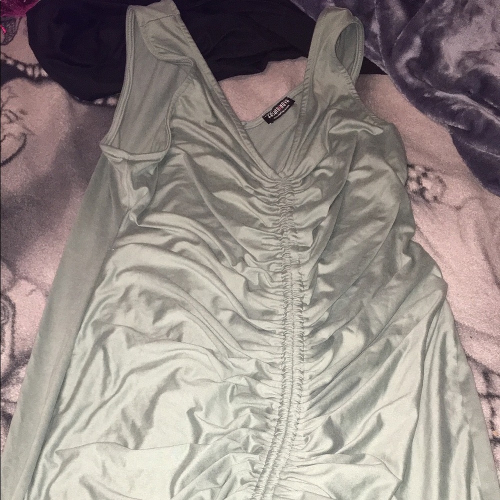 Sage ruching dress
